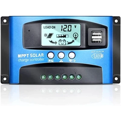 Abbildung von 60A MPPT SolarLaderegler, Solar Ladegerät Controller mit LCD Display Dual USB mehrere Laststeuerungsmodi, technischer maximaler Ladestrom