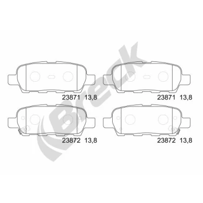 Abbildung von BRECK 23871 00 702 10 Bremsbelagsatz mit akustischer Verschleißwarnung Zubehör NISSAN: Qashqai / Qashqai+2 I, Juke, X Trail, INFINITI: FX SUV