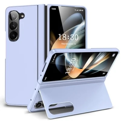 Abbildung von FDHYFGDY für Samsung Galaxy Z Fold 6 Hülle mit Halterung, Hard PC Schutzhülle Kratzfest Rugged Cover Klappständer Case (Helles Lila)