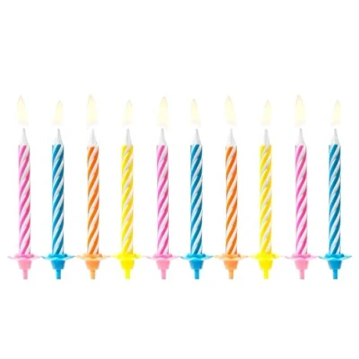 Abbildung von partydeco Geburtstagskerze, Geburtstagskerzen 6cm mit Halter 10er Set Bunt gemischt
