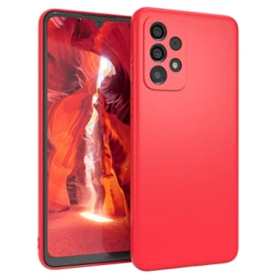 Abbildung von EAZY CASE Handyhülle Silikon mit Kameraschutz kompatibel Samsung Galaxy A33 (5G) in Rot, Ultra dünn, Slimcover, Silikonhülle, Hülle,Softcase, Backcover