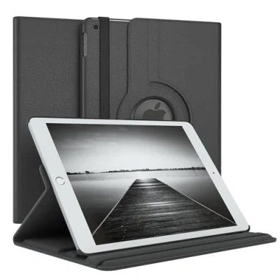 Abbildung von EAZY Case Tablet Hülle für iPad 10,2&quot; 2019/2020 /2021 Schutzhülle 10.2 Zoll Smart Cover Rotationcase zum Aufstellen Klapphülle 360 drehbar mit Standfunktion Tasche Kunstleder Schwarz