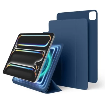Abbildung von elago Magnetic Folio Case für iPad Pro 11 Zoll Cover (M4) Rückwand kann an Metallmaterialien befestigt Werden, Wake/Sleep Funktion, Kompatibel mit Apple Pencil 2 (Blau)
