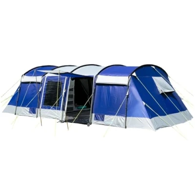 Abbildung von Skandika Tunnelzelt Montana 10 Sleeper Gruppenzelt mit 2 teilbaren schwarzen Schlafkabinen, Personen: 10, wasserdicht, 5000 mm Wassersäule, Moskitonetze, Familienzelt, Camping