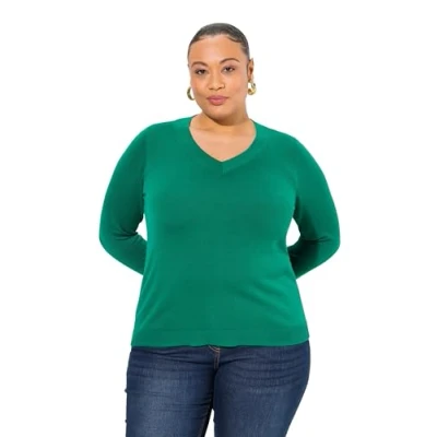 Abbildung von Ulla Popken Strickpullover, Damen, Größe: 54/56, Emerald green