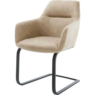 Abbildung von DELIFE Polsterstuhl Pejo Flex, Freischwinger flach Schwarz Beige Vintage