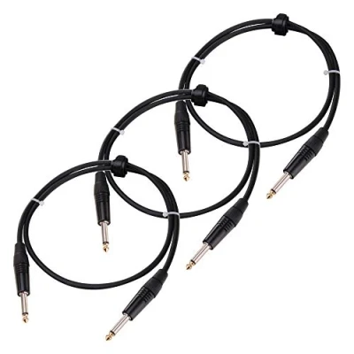 Abbildung von 3er Set Pronomic Stage INST 0,5 Instrumentenkabel 0,5m (6,3 mm Klinke, Verbindungskabel, Gitarre, vergoldete Steckerspitzen, Spannzangen Zugentlastung) schwarz