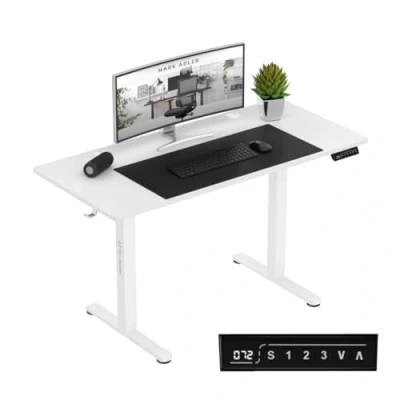 Abbildung von MARK ADLER Leader 7.0 White Gaming Tisch Elektrisch Computertisch Bürotisch Schreibtisch Stehtisch 120 x 60 cm Stufenlos Höhenverstellbarer 3 Memory Steuerung Memoboard Metallkonstruktion Weiß