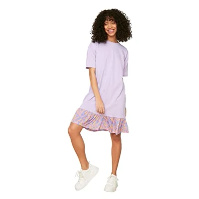 Abbildung von Trendyol Damen Gewebtes Detailliertes Gestricktes Kleid Dress, Lila, S EU