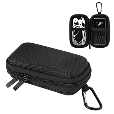 Abbildung von AGPTEK Tasche für 1,8 Zoll MP3 Player, Tragbar Muschelschale Kasten Hülle Etui iPod Nano, Kopfhörer, Kleingeld, Schlüssel, Karte, Schwarz