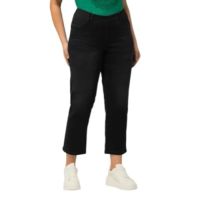 Abbildung von Ulla Popken Sienna CROP Stretch Jeans Slim Fit, Damen, Größe: 48, Black