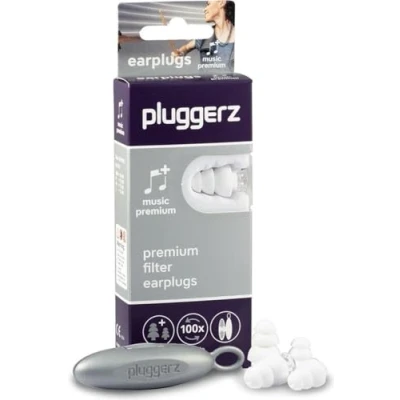 Abbildung von Pluggerz earplugs Music Premium Doppelpack professionelle Ohrstöpsel mit Spezial Filter für Geräuschunterdrückung, perfekten Musikgenuss, aus weichem Silikon, über 100mal wiederverwendbar