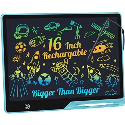 Abbildung von LCD Schreibtafel Kinder 16 Zoll Wiederaufladbar, Maltafel Zaubertafel Bunter Bildschirm Kleinkinder Pädagogisches Spielzeug für 3 4 5 6 Jahre Jungen Mädchen Zeichentablet Weihnachtsspielzeug Geschenke