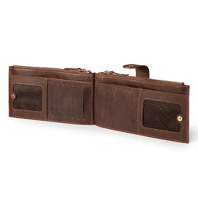 Abbildung von Otto Angelino Genuine Leather 2 Compartment Bifold Wallet with Phone Compatible Slots RFID Blocking (Dunkelbraun)