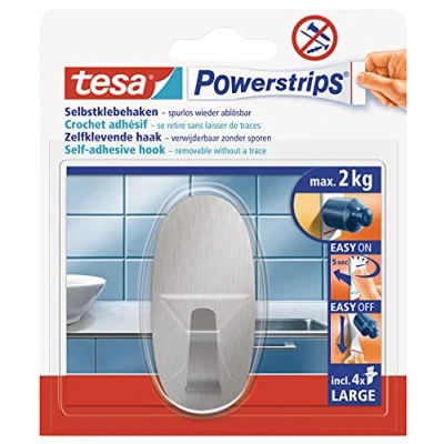 Abbildung von 6 x Tesa Klebehaken Powerstrips L Edelstahl Oval