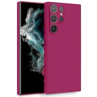 Abbildung von MyGadget Hülle für Samsung Galaxy S22 Ultra Zweilagige Handyhülle mit Kameraschutz Cover Innenfutter &amp; Silikon außen Wein Rot
