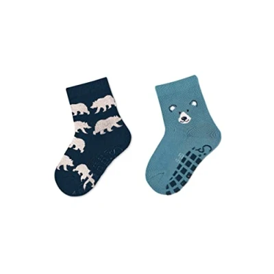 Abbildung von Sterntaler Baby Jungen Fliesen Socken ABS Söckchen Doppelpack Bären Strümpfe Rutsch mit Motiv marine, 18