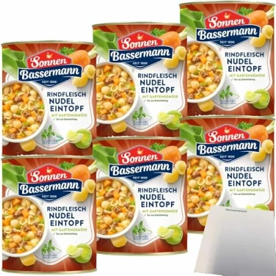 Abbildung von Sonnen Bassermann Rindfleisch Nudel Eintopf 6er Pack (6x 800g Dose) + usy Block