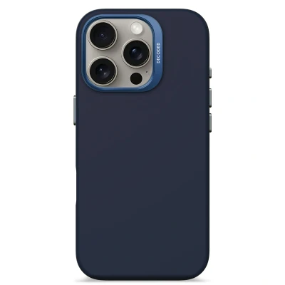 Abbildung von Apple iPhone 16 Pro Hülle MagSafe Silikon Decoded Soft Case/Backcover Handyhülle Dunkelblau
