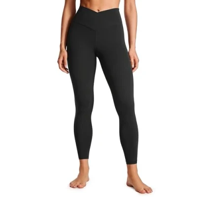 Abbildung von CRZ Yoga Damen Butterluxe Cross Waist Workout Leggings V High Waisted Bauchkontrolle Gym 64cm Schwarz 36