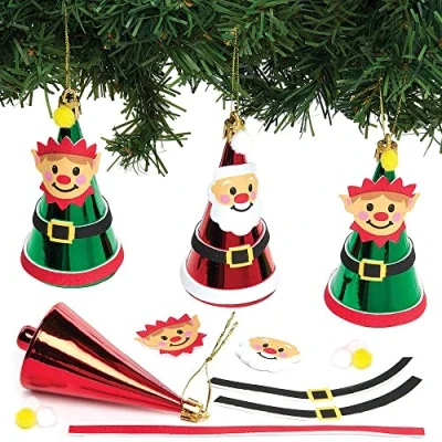 Abbildung von Baker Ross FX286 Weihnachtsmann und Wichtel Weihnachtsbaumkugel Dekoration Bastelset Packung mit 6, Bastelt Eure Eigenen Weihnachtsdekorationen