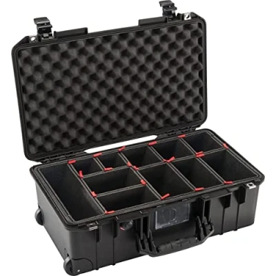 Abbildung von PELI 1535 Air Leichter Schutzkoffer mit Rollen Kamera Equipment, Wasser und Staubdicht, 27L Volumen, TrekPak Einteilungssystem (Anpassbar), Farbe: Schwarz…