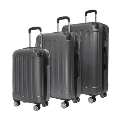 Abbildung von TRVLMORE Kofferset 3 Teilig Hartschale Koffer &amp; Trolleys Set Reisekoffer stück Hartschalenkoffer Gepäck Sets Trolley Grau