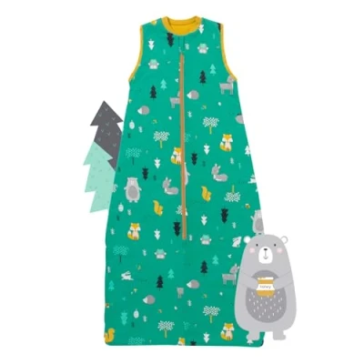 Abbildung von schlummersack Kinder Schlafsack 100% Bio Sommer 130 cm dünn Waldtiere Sommerschlafsack Baby 1.0 Tog 1 Baumwolle