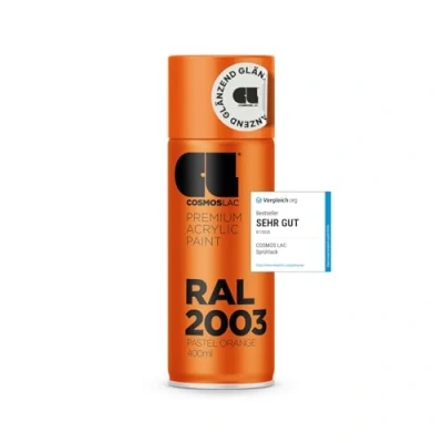 Abbildung von COSMOS LAC Sprühlack Pastell orange, glänzend Spraydosen Sprühfarbe DIY Lack Acryllack Spray Farbspray Sprühdose Lackspray Farbe für Kunststoff, Metall, UVM. (RAL 2003 pastellorange)