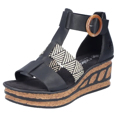 Abbildung von Rieker Keilsandalette, Damen, Größe: 37, Schwarz Schuhe
