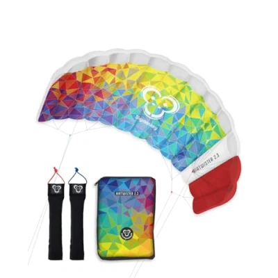 Abbildung von Skymonkey Airtwister 2.3 Lenkmatte inkl. Packsack &amp; Flugschlaufen Lenkdrachen bereits fertig angeleint, ready 2 fly, Kite mit stabilen Polyester Ripstop Material, Flugdrachen für Einsteiger geeignet