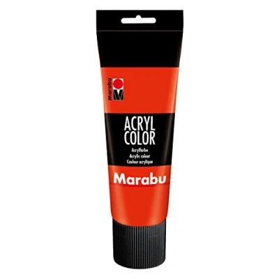 Abbildung von Marabu 12010025006 Acryl Color zinnoberrot 225 ml, cremige Acrylfarbe auf Wasserbasis, schnell trocknend, lichtecht, wasserfest, zum Auftragen mit Pinsel und Schwamm Leinwand, Papier Holz