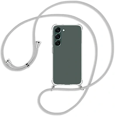 Abbildung von mtb more energy® Handykette kompatibel mit Samsung Galaxy S23 Plus 5G Silber Grau Smartphone Hülle zum Umhängen Anti Shock Full TPU Case