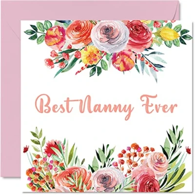 Abbildung von Geburtstagskarten für Großmütter Beste Nanny Ever schöne Geburtstagskarte Großmutter, Enkelin, Geburtstagsgeschenke, 145 mm x mm, Muttertagsgrußkarten Großmutter