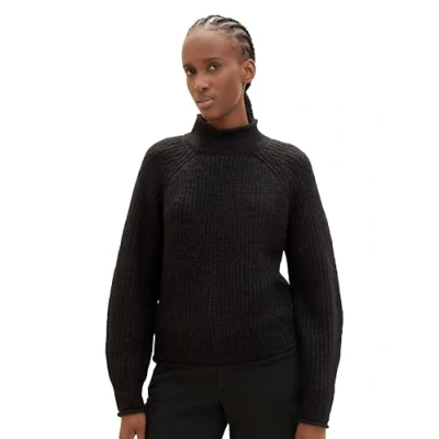 Abbildung von TOM TAILOR Denim Damen Basic Strick Top mit Struktur, deep black, L