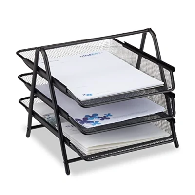 Abbildung von relaxdays Briefablage Dokumentenablage aus Metall, Schwarz