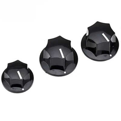Abbildung von Musiclily Pro Imperial Zoll J Bass Potiknöpfe Knobs Set für USA Fender Jazz Bass,Schwarz(3er Set)