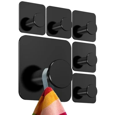 Abbildung von 4smile Klebehaken 6er Set Schwarz MZ Design Handtuchhaken für Bad und Küche
