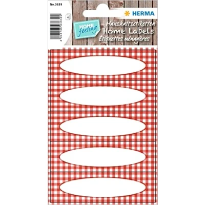 Abbildung von HERMA 3639 Marmeladen Etiketten selbstklebend, 20 Stück, 76 x 23 mm, Homemade Küchen Aufkleber zum Beschriften, Haushalt Sticker für Weihnachten Einmachgläser Gewürzgläser Marmeladengläser Flaschen