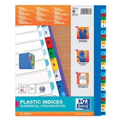 Abbildung von Oxford 100204822 XL Kunststoff Register Strong Line 25er Pack Zahlen 1 31 teilig Extrabreit für die ideale Ablage von Prospekthüllen