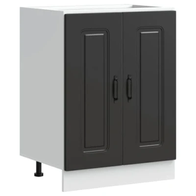 Abbildung von vidaXL Spülenunterschrank Kalmar Schwarz 60x46x81,5 cm Holzwerkstoff, Küchenunterschrank, Unterschrank für Küche, Küchenzeile, Küchenschrank