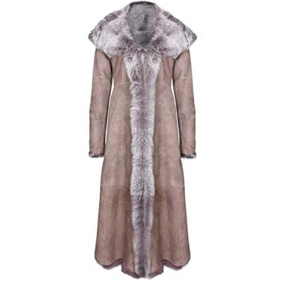 Abbildung von Langer Damen Trenchcoat aus Toscana Schaffell mit Kapuze Donetsk