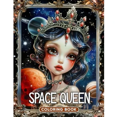Abbildung von Space Queen Coloring Book: Immerse Yourself in 50 Grayscale Portrait Illustrations, Capturing the Regal Beauty of