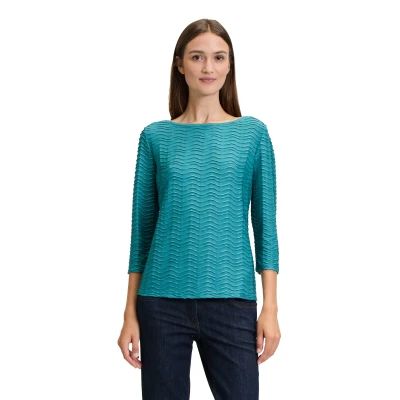 Abbildung von Betty Barclay Struktur MIT Ubootausschnitt Langarmshirt, Damen, Größe: 36, Colonial blue