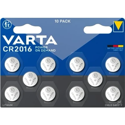 Abbildung von VARTA Batterien Knopfzellen CR2016, 10 Stück, Power on Demand, Lithium, 3V, kindersichere Verpackung, für Smart Home Geräte, Autoschlüssel und weitere Anwendungen [Exklusiv bei Amazon]