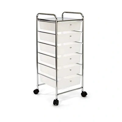 Abbildung von Seville Classics 6 Schubladen Rollwagen, Legierter Stahl, weiß, 39.5 x 39 98 cm