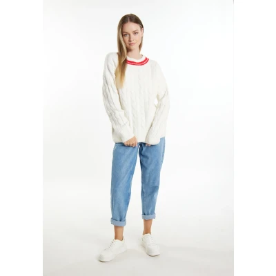 Abbildung von DREIMASTER Maritim Damen Strickpullover XL/XXL / Off White Rot 35% Polyacryl 25% Polyester 22% recyceltes 15% Nylon 3%