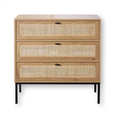 Abbildung von CALICOSY Commode 3 Tiroirs Façade Rotin L80 x P39 cm Jaya