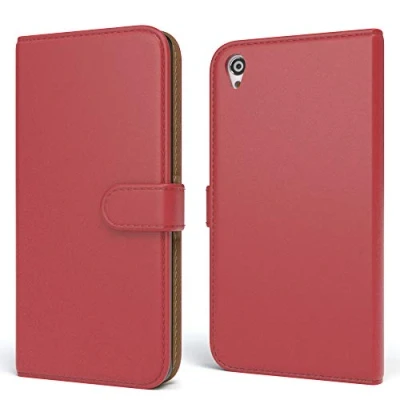 Abbildung von EAZY CASE Tasche für Sony Xperia Z3 Schutzhülle mit Standfunktion Klapphülle im Bookstyle, Handytasche Handyhülle Flip Cover Magnetverschluss und Kartenfach, Kunstleder, Rot