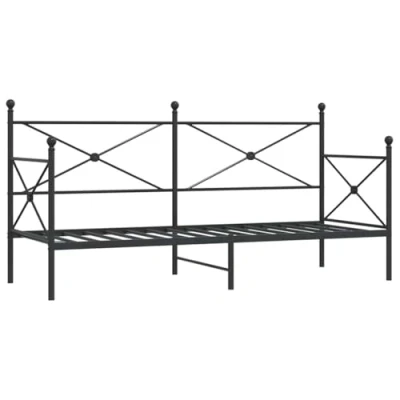 Abbildung von vidaXL Tagesbett ohne Matratze Schwarz 80x200 cm Stahl, Schlafbett, Schlafsofa, Couchbett, Gästebett, Tagesbettsofa, bequemes Schlafsofa